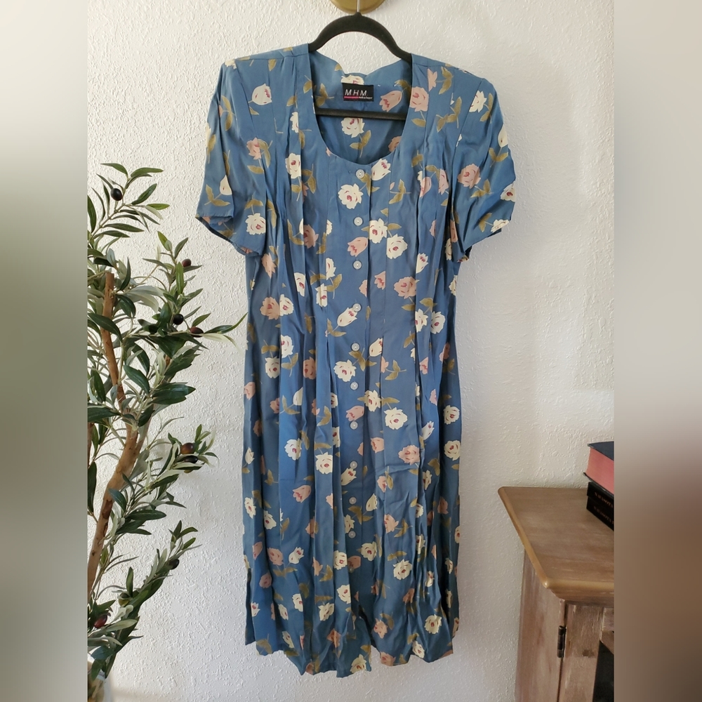 Vintage 90's MHM Melissa Harper Midi Floral Lightweight Dress Size M-L